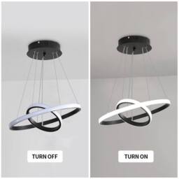 Goeco Modern LED Pendant Light, Double Ring Chandelier, Outer-Emitting Light in Black - thumbnail 9