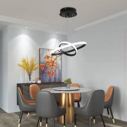 Goeco Modern LED Pendant Light, Double Ring Chandelier, Outer-Emitting Light in Black - thumbnail 4