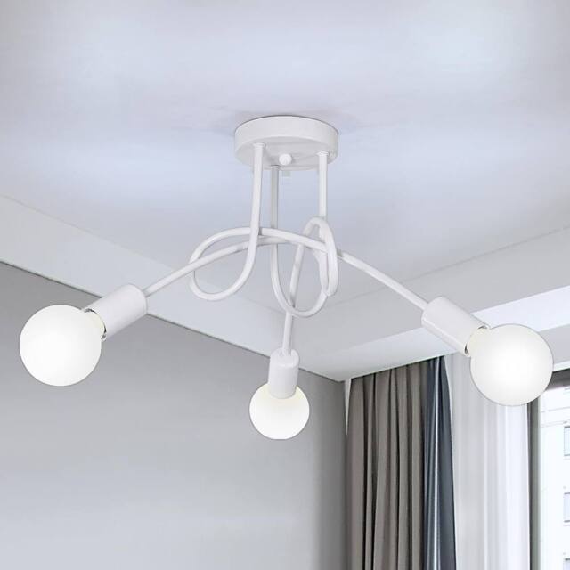 Goeco Industrial Ceiling Light, E27, White, Creative Chandelier for Bedroom in White - image 1