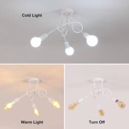 Goeco Industrial Ceiling Light, E27, White, Creative Chandelier for Bedroom in White - thumbnail 8