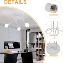 Goeco Industrial Ceiling Light, E27, White, Creative Chandelier for Bedroom in White - thumbnail 9