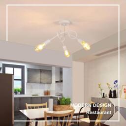 Goeco Industrial Ceiling Light, E27, White, Creative Chandelier for Bedroom in White - thumbnail 3