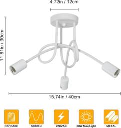 Goeco Industrial Ceiling Light, E27, White, Creative Chandelier for Bedroom in White - thumbnail 7
