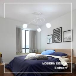 Goeco Industrial Ceiling Light, E27, White, Creative Chandelier for Bedroom in White - thumbnail 4