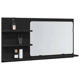 Berkfield Home Durable Bathroom Mirror Cabinet Black Oak 90x11x45 cm Engineered Wood - Size: 90 x 11 x 45 cm - thumbnail 4