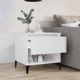Berkfield Home Side Table High Gloss White 50x46x50 cm Engineered Wood - Size: 50 x 46 x 50 cm