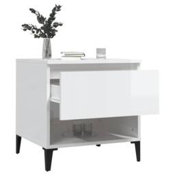 Berkfield Home Side Table High Gloss White 50x46x50 cm Engineered Wood - Size: 50 x 46 x 50 cm - thumbnail 5