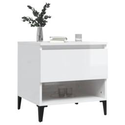 Berkfield Home Side Table High Gloss White 50x46x50 cm Engineered Wood - Size: 50 x 46 x 50 cm - thumbnail 4
