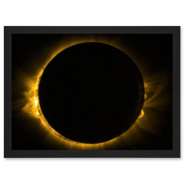 Artery8 ESA PROBA-2 View of Europe's Solar Eclipse Artwork Framed Wall Art Print A4 in Black - image 1