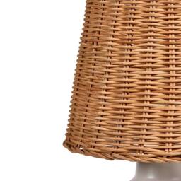 Wyld and Coco White Ceramic Table Lamp with Rattan Shade - Bedside Hallway Lounge - thumbnail 5