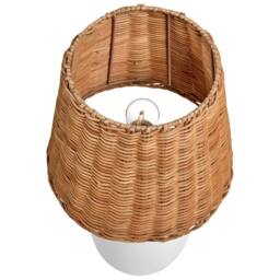 Wyld and Coco White Ceramic Table Lamp with Rattan Shade - Bedside Hallway Lounge - thumbnail 4