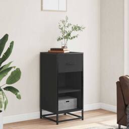Berkfield Home Sideboard Black 35.5x35x76 cm Engineered Wood & Metal - thumbnail 1