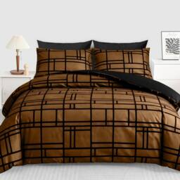 Grace Premium Microfiber Reversible Duvet Cover Sets Hypoallergenic Bedding in Brown - Size: King - thumbnail 2