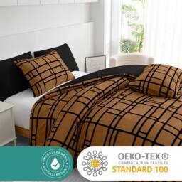 Grace Premium Microfiber Reversible Duvet Cover Sets Hypoallergenic Bedding in Brown - Size: King - thumbnail 4