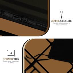 Grace Premium Microfiber Reversible Duvet Cover Sets Hypoallergenic Bedding in Brown - Size: King - thumbnail 8