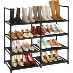 Nordara 1 piece of 88.5 * 30 * 73cm 4-layer metal shoe rack storage rack in Black - thumbnail 1