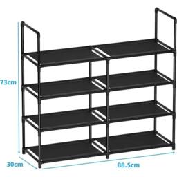 Nordara 1 piece of 88.5 * 30 * 73cm 4-layer metal shoe rack storage rack in Black - thumbnail 2