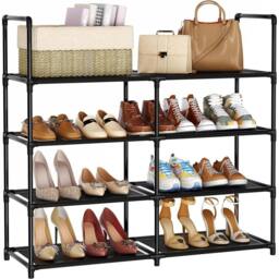 Nordara 1 piece of 88.5 * 30 * 73cm 4-layer metal shoe rack storage rack in Black - thumbnail 3