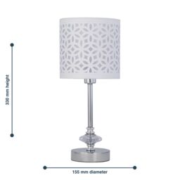 First Choice Lighting Chrome Jewelled Table Lamp with White Cut Out Shade in Silver - thumbnail 6