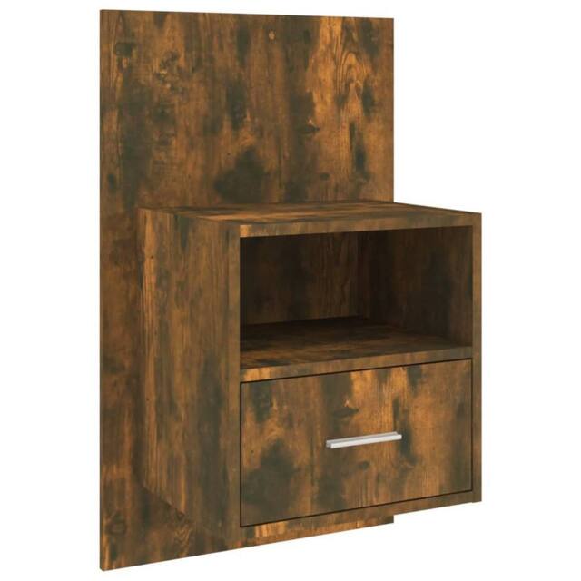 Berkfield Home Wall-mounted Bedside Cabinet Smoked Oak in Brown - image 1
