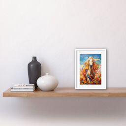"Artery8 Wall Art Print Girls Bedroom Nursery Artwork Fantasy Horse Colourful Mane Bright Bold Fun Happy Artwork Framed 9X7 Inch - Size: W7"" x H9""" - thumbnail 2