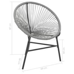 Berkfield Home Modern Garden Moon Chair Poly Rattan Grey - thumbnail 7