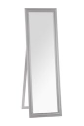 Orsina Full Length White Floor Standing Mirror, Bevelled Edges Bathroom Mirror, Stable Design Large Tall Mirror in Grey