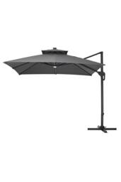 Living and Home 3M Large LED Outdoor Cantilever Parasol with Plastic Base in Dark Grey - thumbnail 4