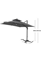 Living and Home 3M Large LED Outdoor Cantilever Parasol with Plastic Base in Dark Grey - thumbnail 5