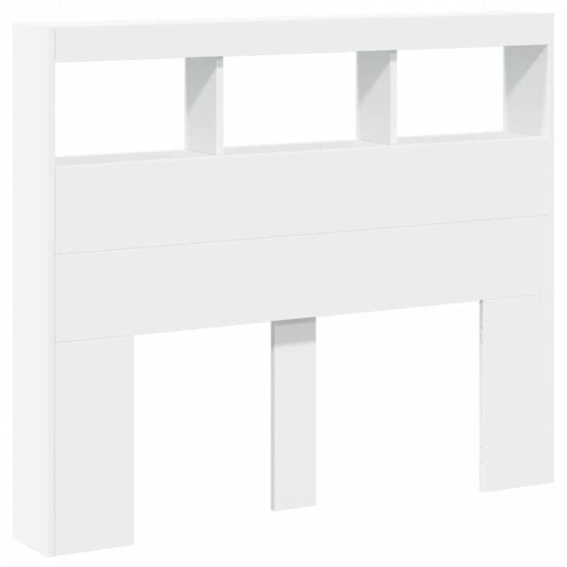 Berkfield Home Headboard Cabinet with LED White 120x17x102 cm - Size: 120 x 17 x 102 cm - image 1