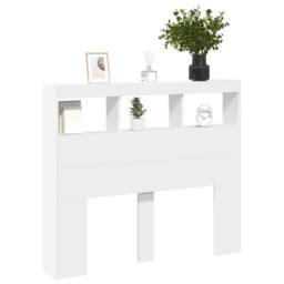 Berkfield Home Headboard Cabinet with LED White 120x17x102 cm - Size: 120 x 17 x 102 cm - thumbnail 5