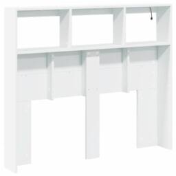 Berkfield Home Headboard Cabinet with LED White 120x17x102 cm - Size: 120 x 17 x 102 cm - thumbnail 8