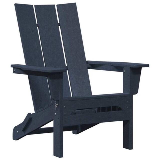 Berkfield Home Folding Adirondack Chair Navy Blue 74.5x80.5x90 cm HDPE - image 1