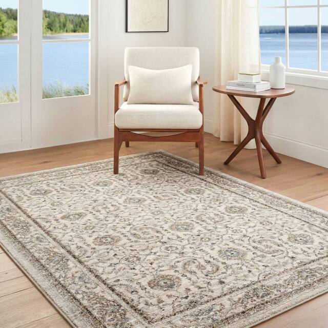 Livabliss Arda Vintage Brown Grey Taupe Traditional Boho Fringe Living Rug - Size: 153 cm x 220 cm - image 1