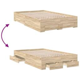 Berkfield Home Bed Frame without Mattress with Drawers Double Engineered Wood in Beige - thumbnail 9