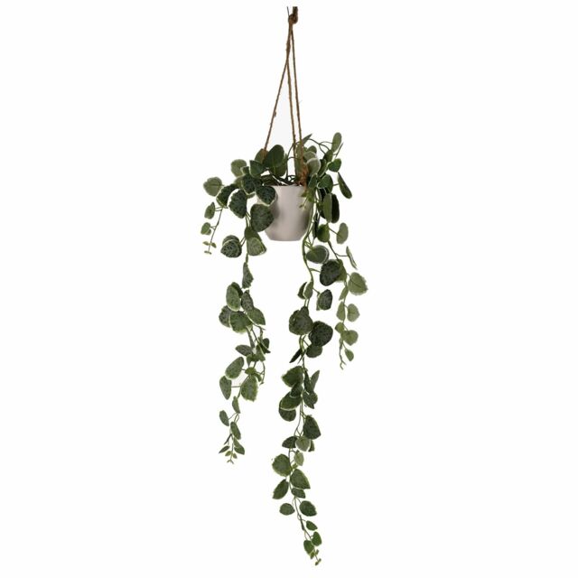 Leaf 90cm Artificial Potted Trailing Hanging Natural Look Plant Realistic - String of Hearts in Green - image 1