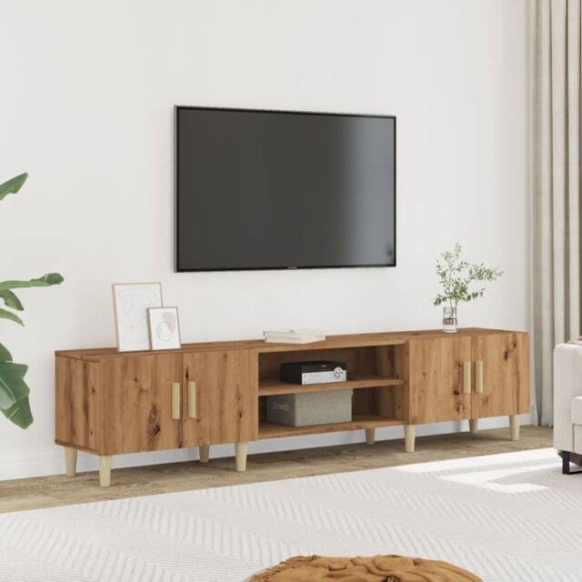 Berkfield Home TV Cabinet Artisan Oak 180x31.5x40 cm Engineered Wood in Brown - image 1