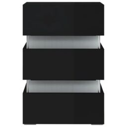 Berkfield Home LED Bedside Cabinet High Gloss Black 45x35x67 cm Engineered Wood - Size: 45 x 35 x 67 cm - thumbnail 5