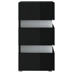 Berkfield Home LED Bedside Cabinet High Gloss Black 45x35x67 cm Engineered Wood - Size: 45 x 35 x 67 cm - thumbnail 6