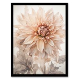 "Artery8 Elegant Dahlia Soft Pastel Flower Aesthetic Calm Pastel Tone Petals Art Print Framed Poster Wall Decor 12x16 inch in Black - Size: W12"" x H16""" - thumbnail 1
