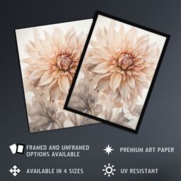"Artery8 Elegant Dahlia Soft Pastel Flower Aesthetic Calm Pastel Tone Petals Art Print Framed Poster Wall Decor 12x16 inch in Black - Size: W12"" x H16""" - thumbnail 2