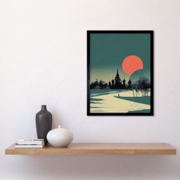 "Artery8 Wall Art Print Winter Sun Orthodox Church Kiev Ukraine Art Framed in Black - Size: W12"" x H16""" - thumbnail 2