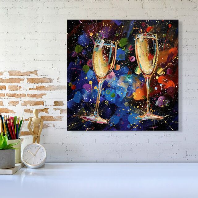 Warren Reed - Designer Splashart Champagne Flutes Canvas - Size: w10 inch x h10 inch - image 1
