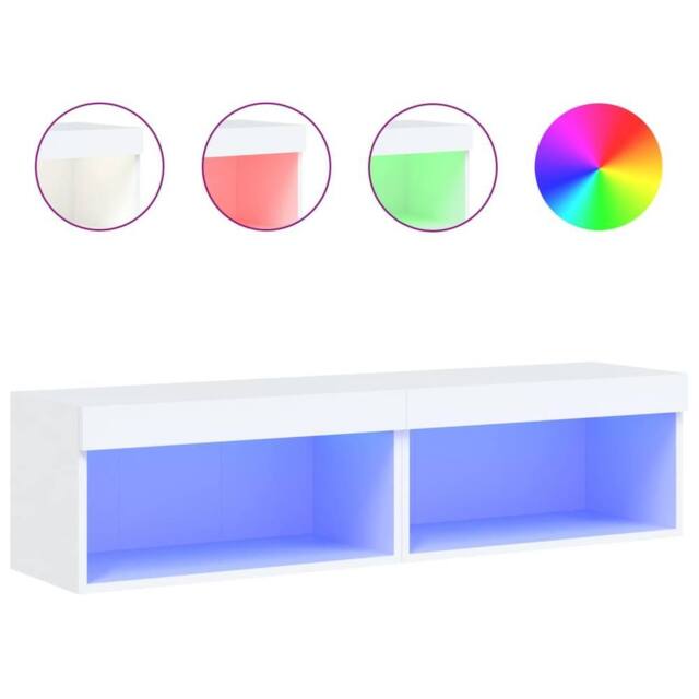 Berkfield Home TV Cabinets with LED Lights 2 pcs White 60x30x30 cm - Size: 60 x 30 x 30 cm - image 1