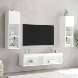 Berkfield Home TV Cabinets with LED Lights 2 pcs White 60x30x30 cm - Size: 60 x 30 x 30 cm - thumbnail 4