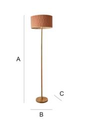 ValueLights Heather Light Wood Floor Lamp & Orange Checker Bamboo Shade & Bulb - thumbnail 7
