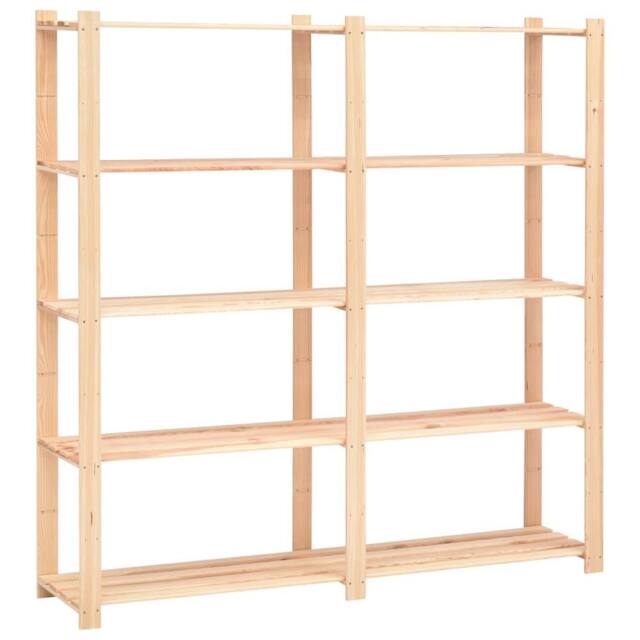 Berkfield Home Durable 5-Tier Storage Racks 3 pcs 170x38x170 cm Solid Pinewood 500 kg in Beige - Size: 170 x 38 x 170 cm - image 1