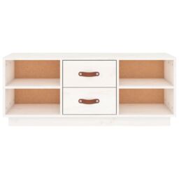 Berkfield Home TV Cabinet White 100x34x40 cm Solid Wood Pine - Size: 100 x 34 x 40 cm - thumbnail 6