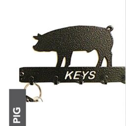 Poppyforge Pig Key Holder - Rack - Solid Steel - W15 x H9 cm - Black - thumbnail 2