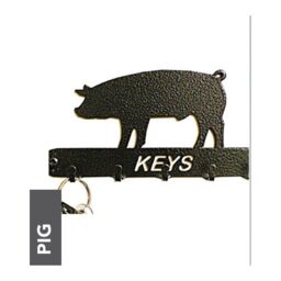 Poppyforge Pig Key Holder - Rack - Solid Steel - W15 x H9 cm - Black - thumbnail 1